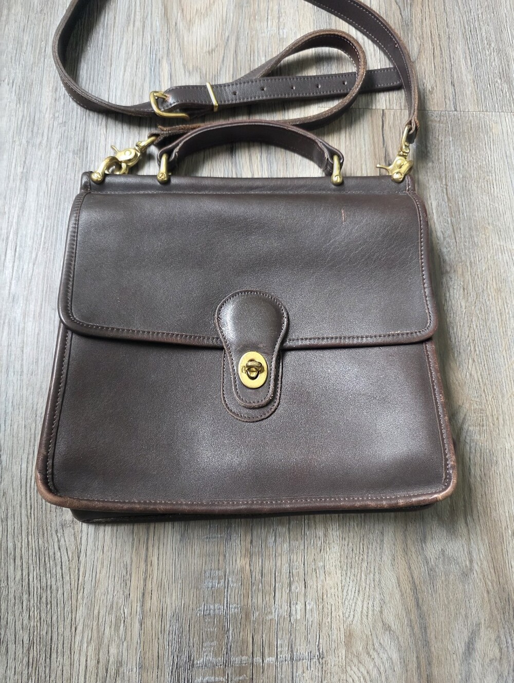 Rare Vintage Coach Classic Brown Leather Unisec Shoulder Bag